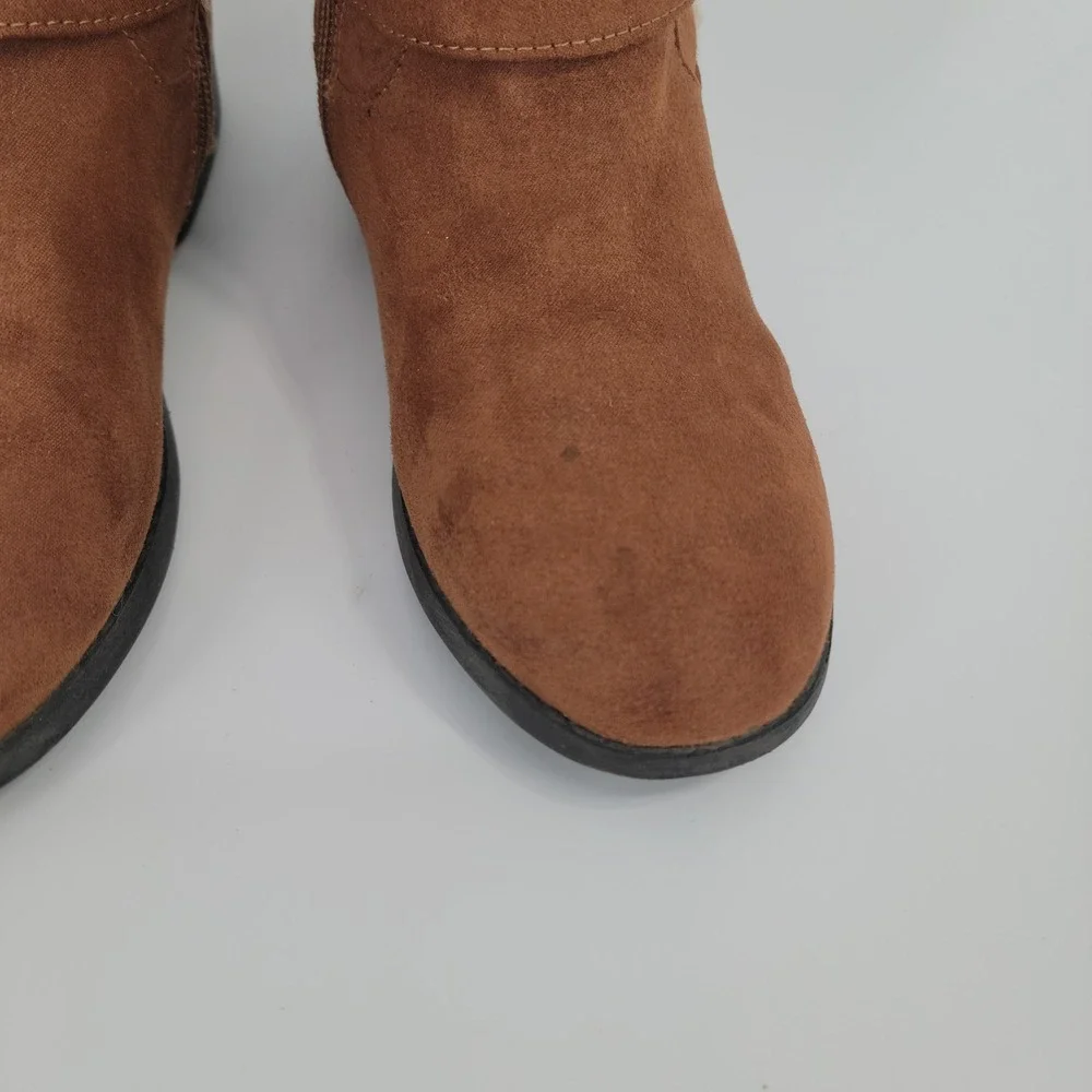 Thereabouts Faux Suede Tall Boots Kids 2 Brown Sherpa Trim Buckle Detail